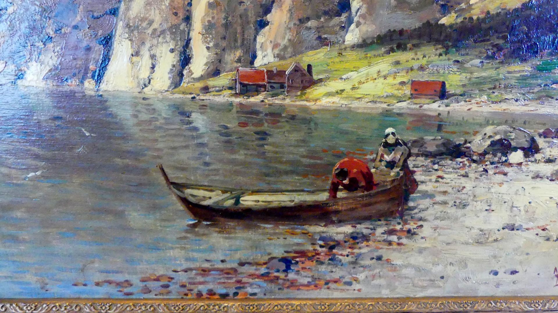 JOHANN JUNGBLUT (1860-1912), "Norwegische Fjordlandschaft", Öl/L, - Image 4 of 8