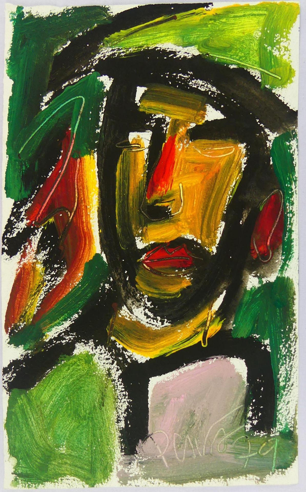 MIKLÒS NÈMETH (1934 – 2012). "Abstraktes Portrait", Öl/Papier, u.re.sig., dat.1979, rücks.Stempel,