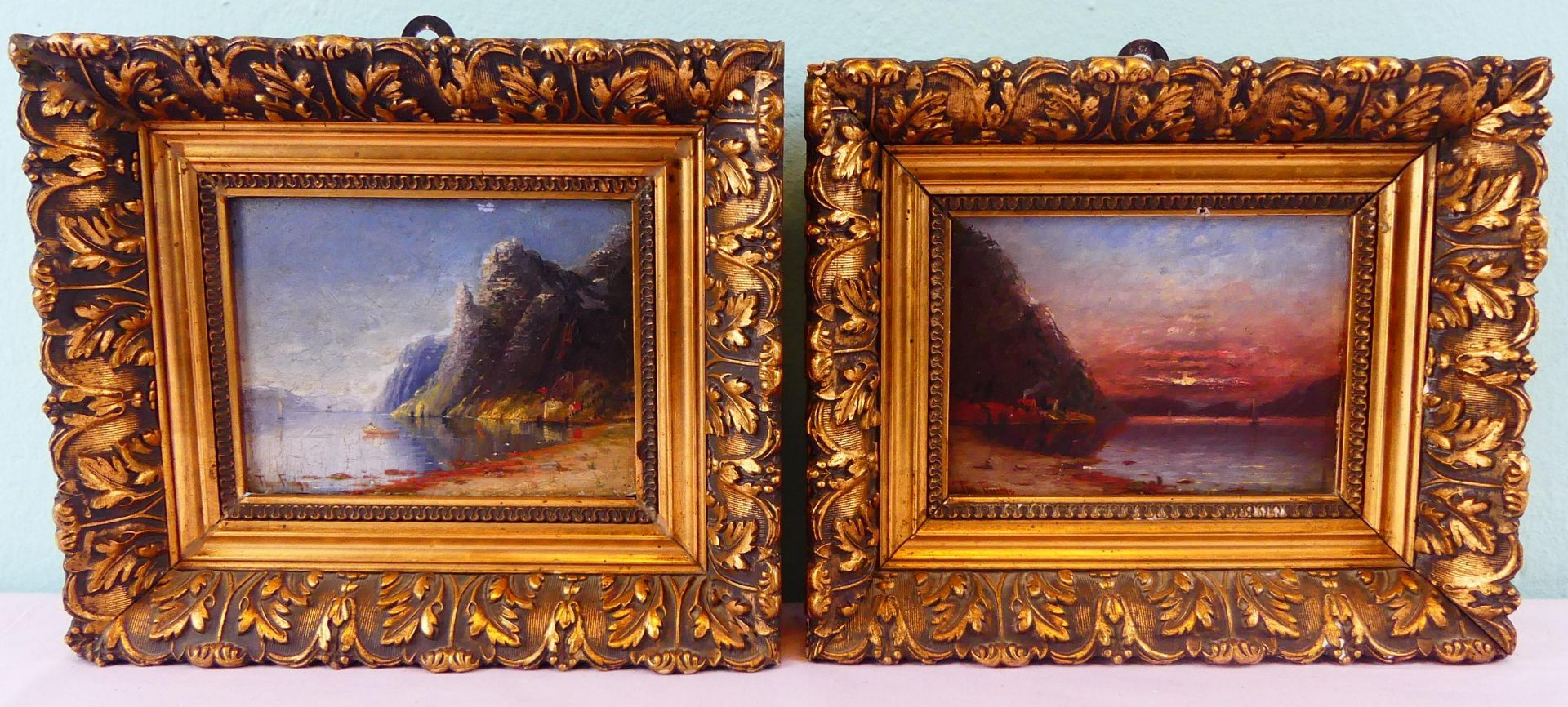 THERESE FUCHS (1849-1898), Paar Gemälde, "Fjordlandschaft", Öl/Holz
