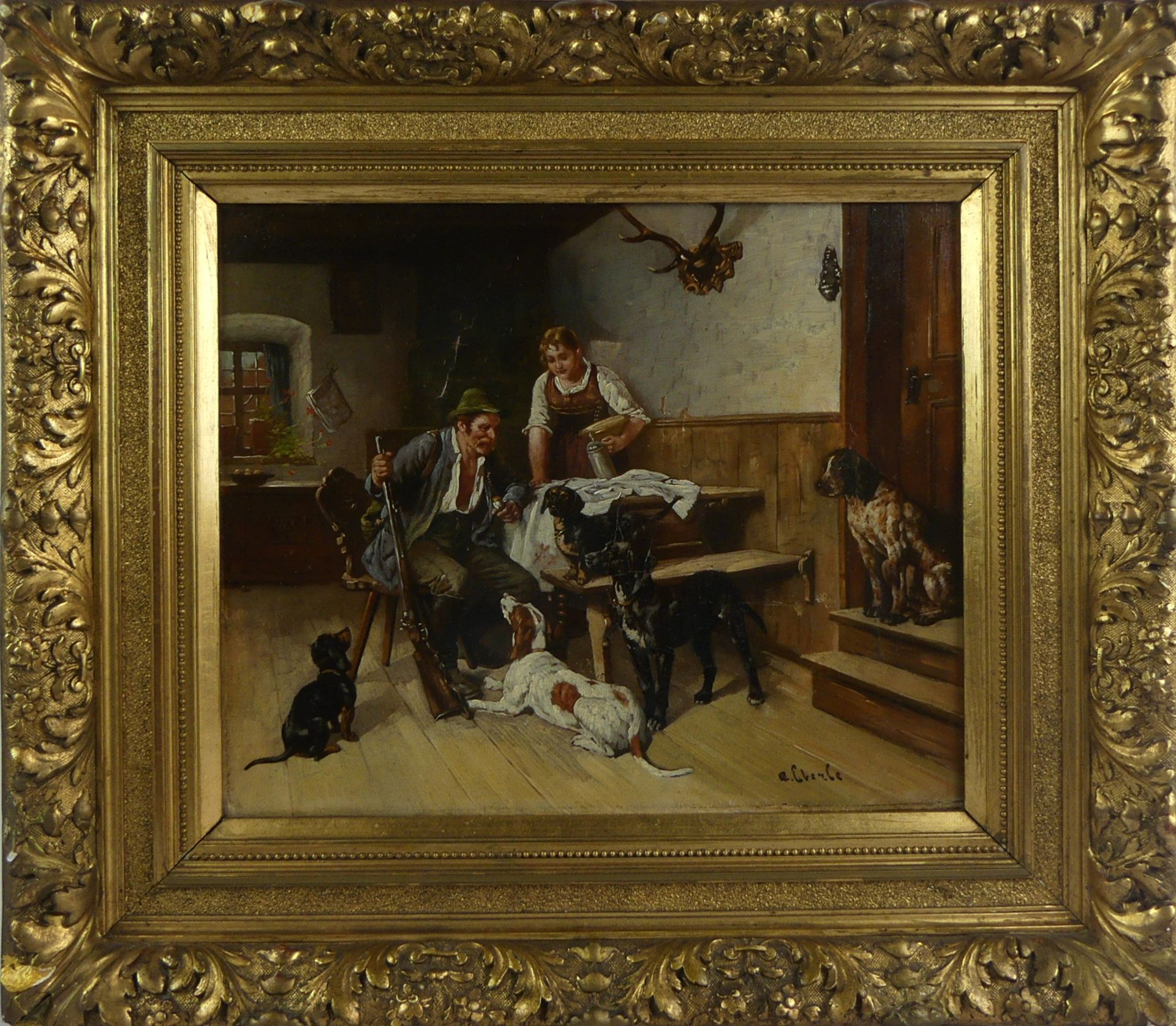 ADOLF EBERLE (1843 München - 1914), "Genrebild", Öl/L., u.re.sig.,