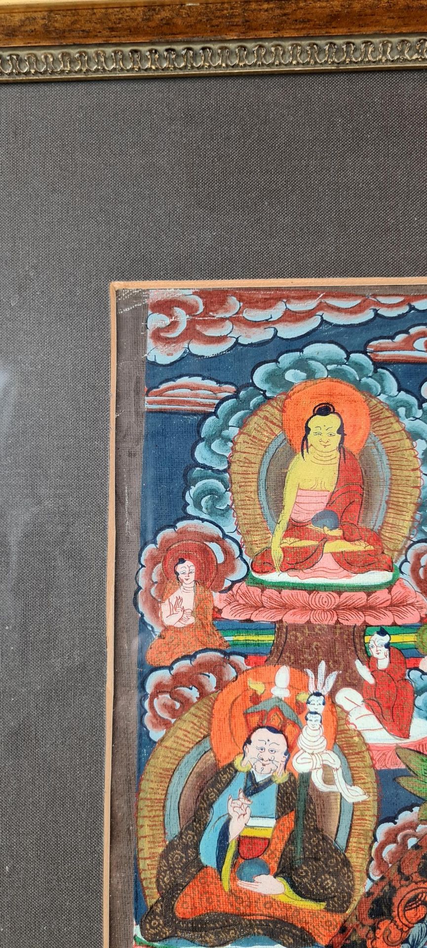 Tibetische Thangka, auf Leinwand, Passepartout, ca. 37 x 48 cm, - Bild 3 aus 3