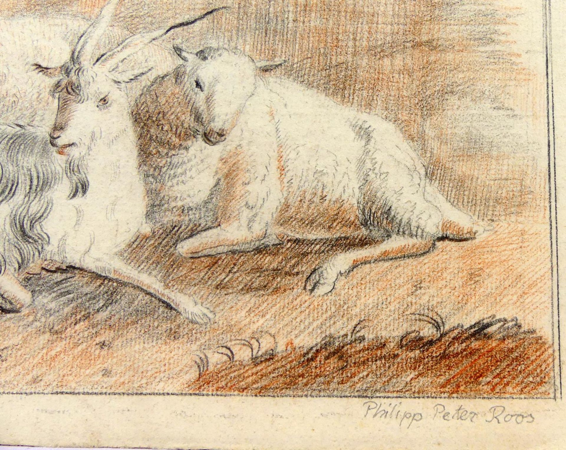 PHILIPP PETER ROOS, "Schafe mit Ziegen", Zeichnung, - Bild 2 aus 2
