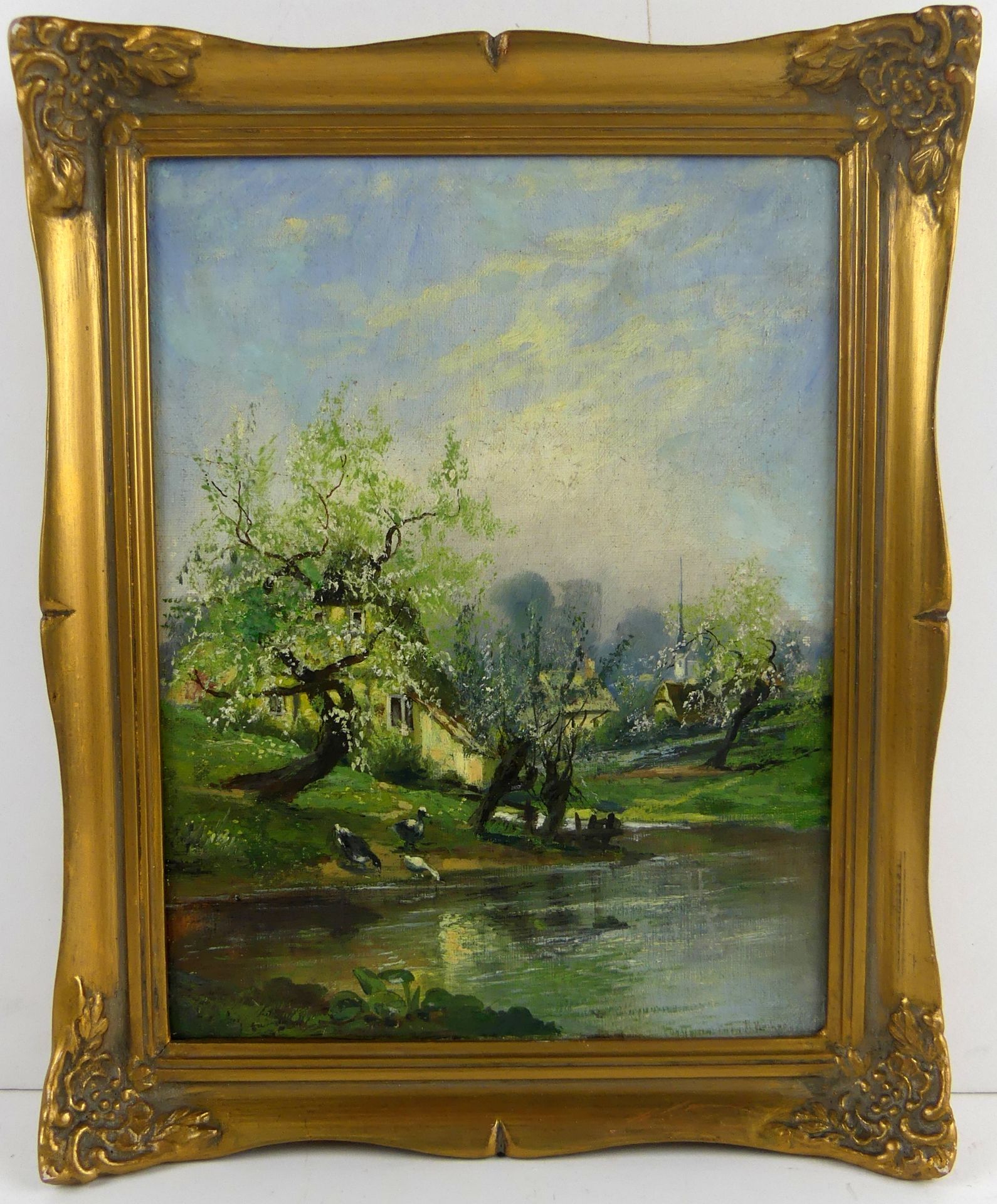 HEINRICH RECKER (1862 -1932), "Frühlingslandschaft", Öl/L/Holz,