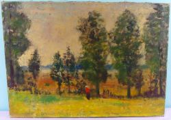 "Landschaft", Öl//L, ohne Signatur, ca. 71 x 51 cm, ohne Rahmen,