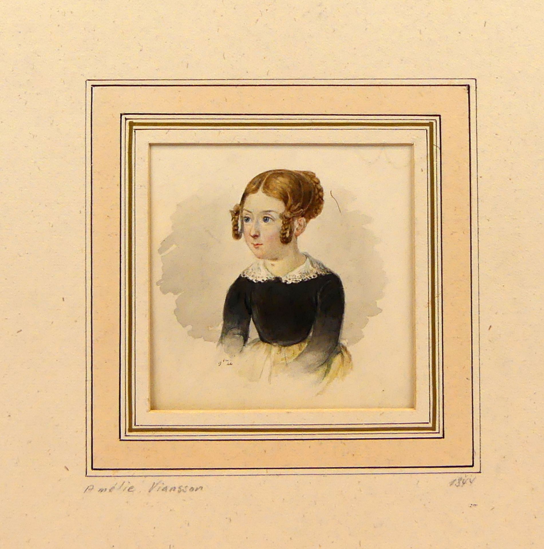 AMELIE VIASSON, "Mädchen", colorierte Zeichnung, u.re.sig., dat. 1844