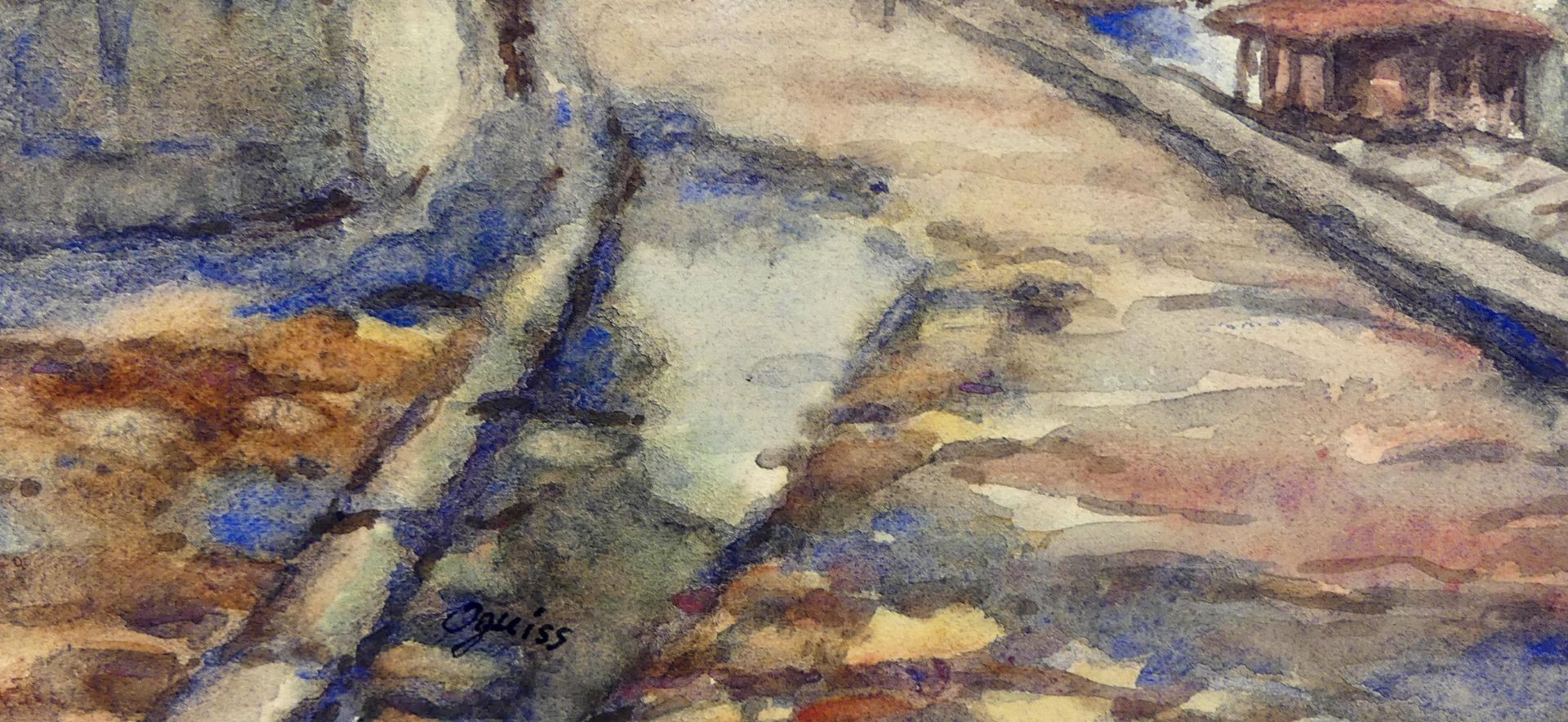 "An der Seine in Paris", Aquarell, u.li.sig. Oguiss, ca. 31 x 22 cm, Passepartout - Bild 2 aus 2