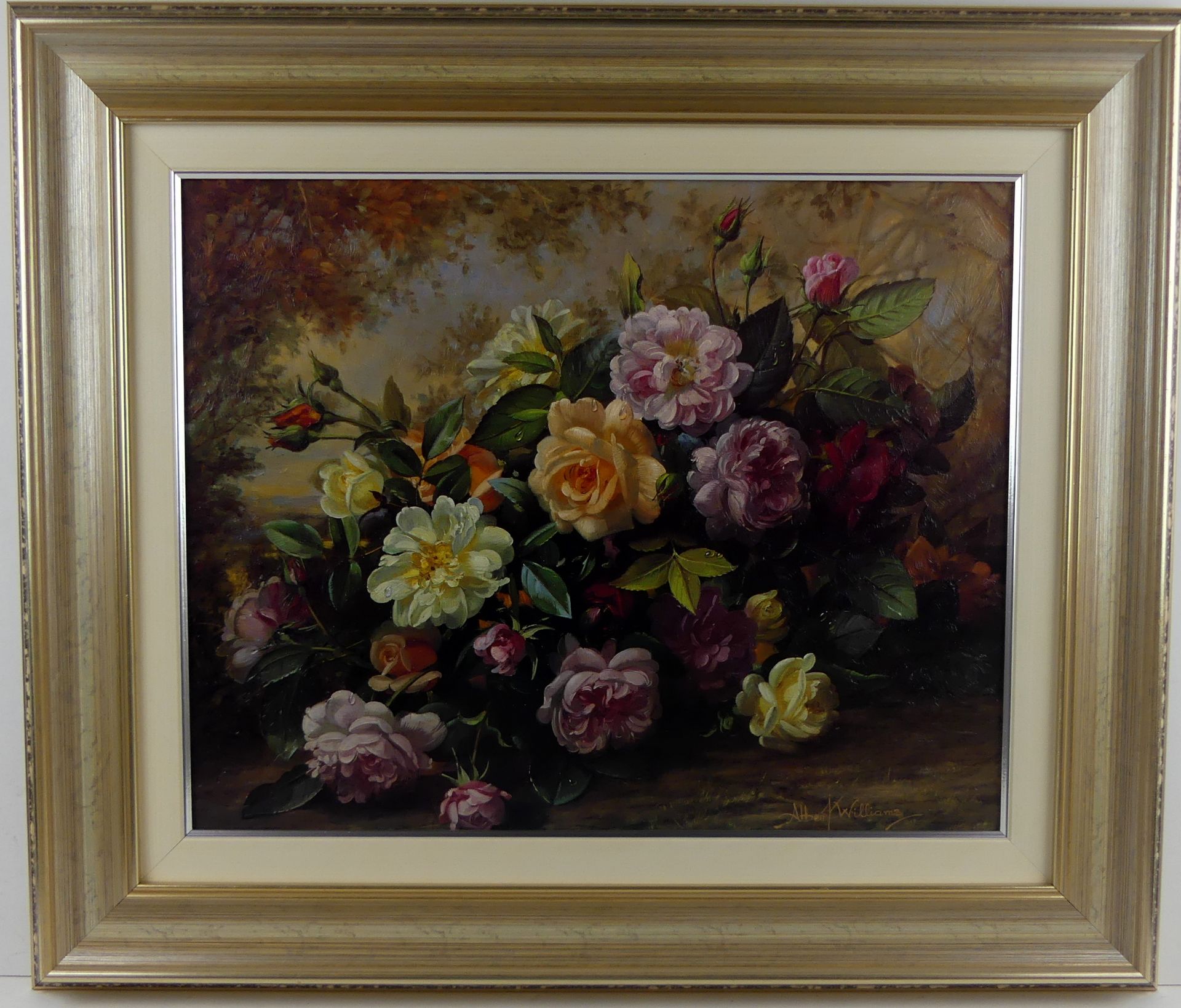 ALBERT WILLIAMS (1922), "Blumenstillleben", Öl/L, u.re.sig., ca. 39 x 49 cm,