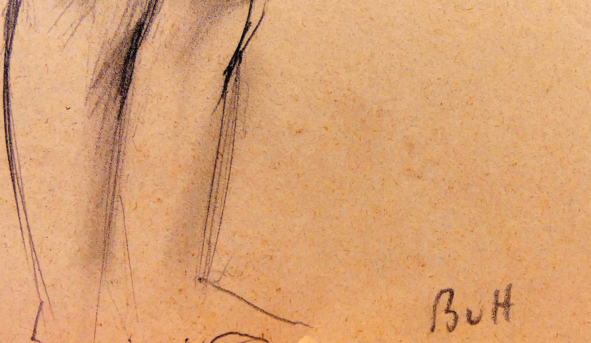 "Stehender Damenakt", Zeichnung, u. re. monogr. BvH, Blatt ca. 41 x 29 cm - Bild 2 aus 2