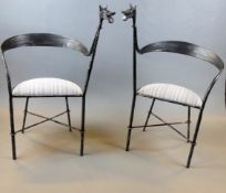 Paar Stühle, Eisen, handgeschmiedet, italienisches Design,