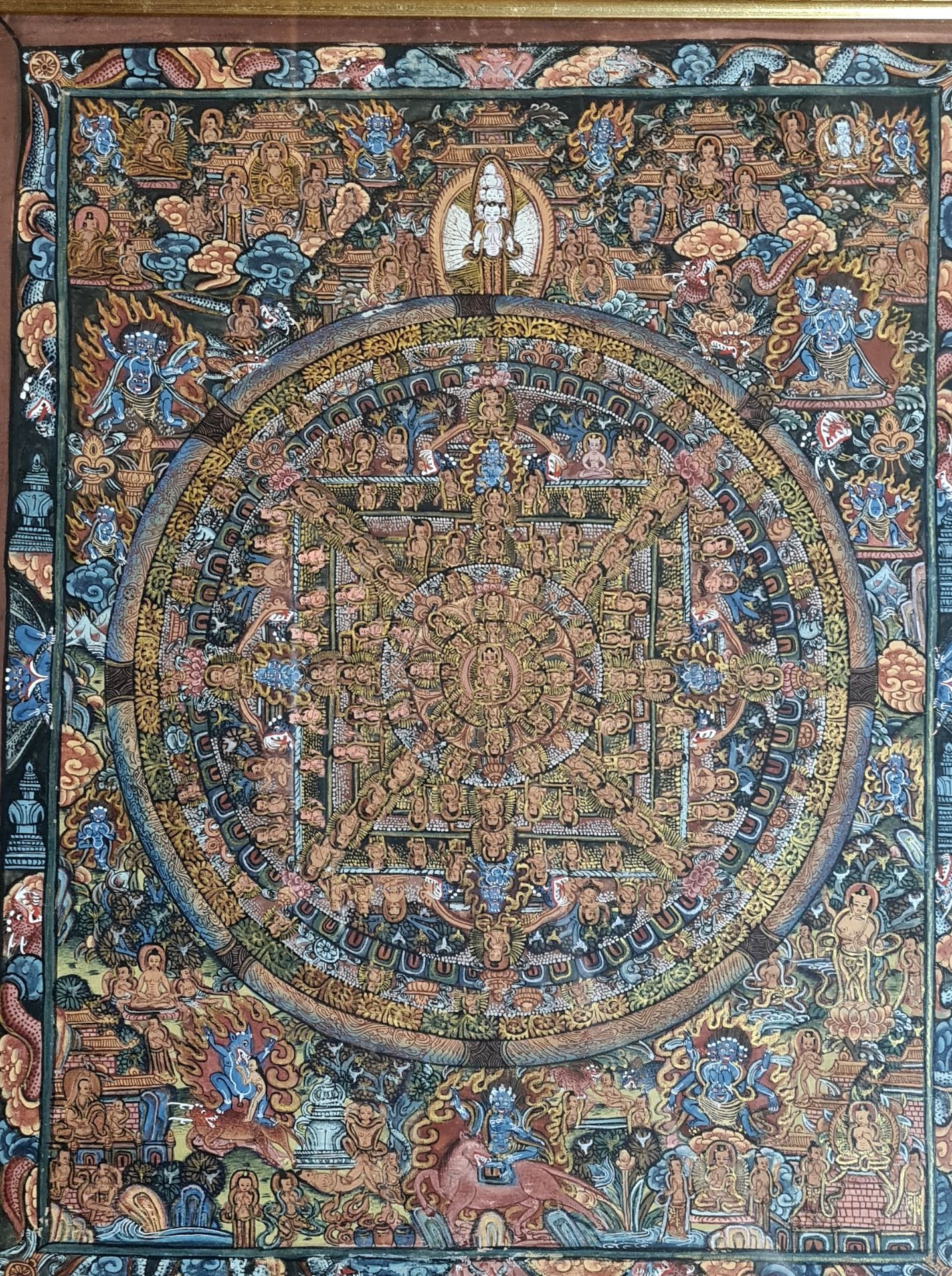 2 Tibetische Thangka, Rad des Lebens, ca. 71 x 59 und 67 x 57 cm, - Bild 4 aus 5