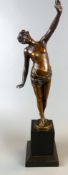 "Tänzerin", Bronze auf Marmorsockel, o. Sig, H. ca. 42, Sockel 11 cm,