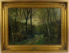 RAPHAEL OSKAR UNVERDROSS (1873-1952), "Waldweg", Öl/L,