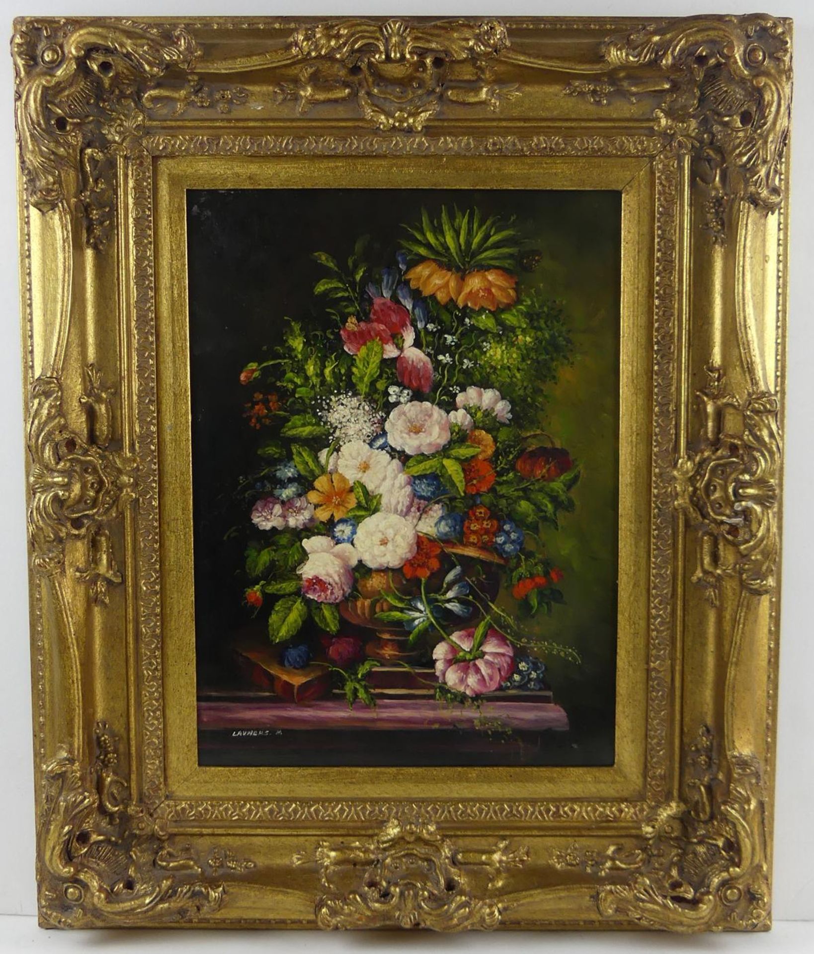 M. LAUWERS, "Blumenstillleben", Öl/Holz, u.li.sig., ca. 29 x 41,