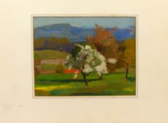 KARL WIRZ (1885-1957 Basel), "Landschaft von der Binnigerhöhe", Öl/Karton,