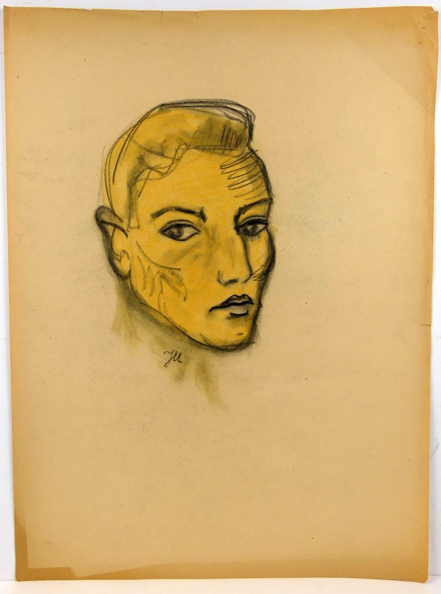 "Herrenportrait", Farbkreide/Zeichnung, u.li.monogr. JM, ca. 62 x 45 cm,