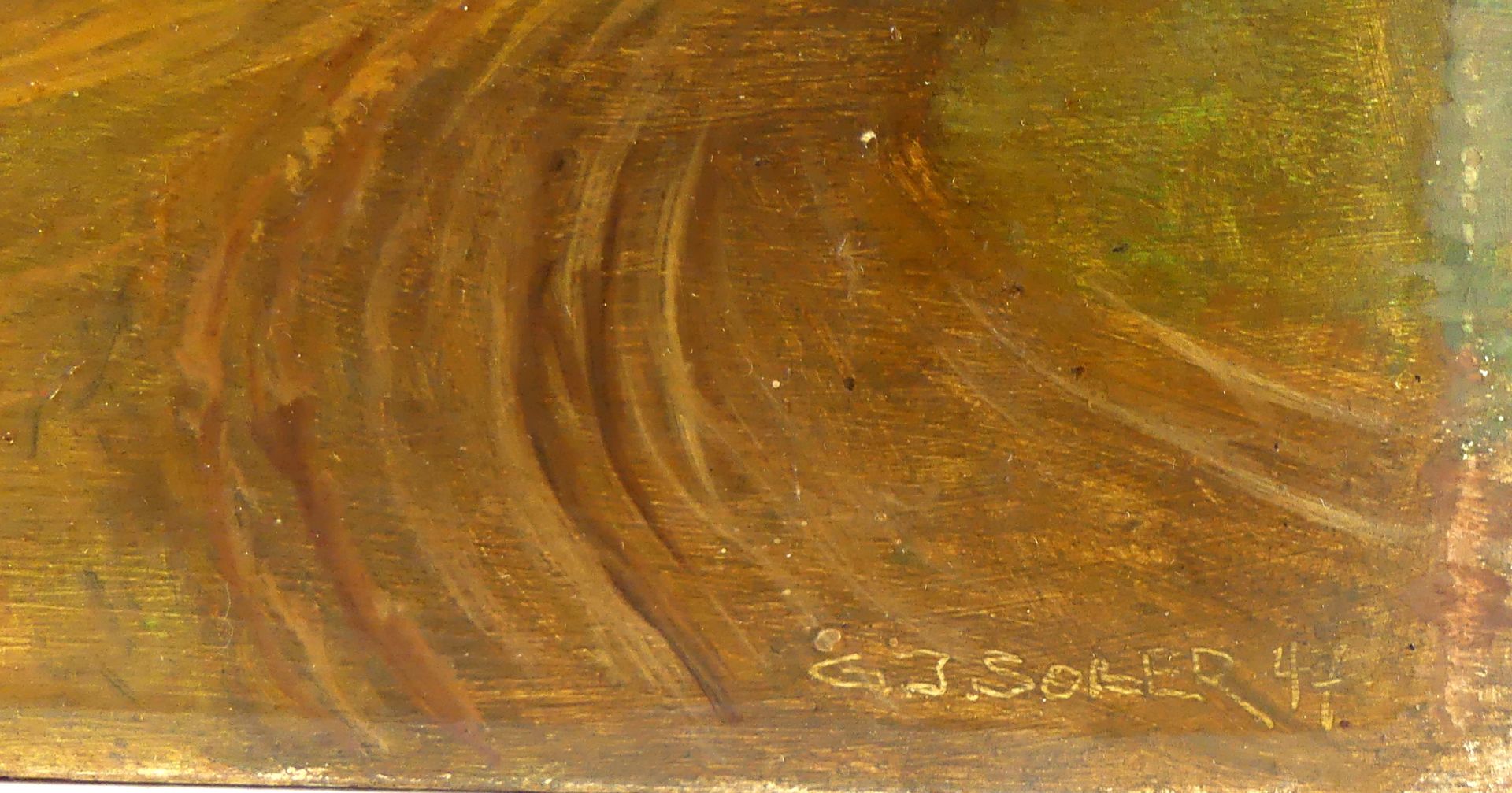 GEORG SOLLER (1906-1965), "Isartal", Öl/Holz, u.re.sig., dat. '47, - Bild 2 aus 2