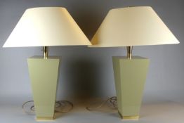 Paar Tischlampen, 2-flammig, modernes Design, Messing/Kunststoff,