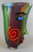Vase, Glas, Murano, Italien, 2. Hälfte des 20. Jhd., in Form eines Gesichtes,