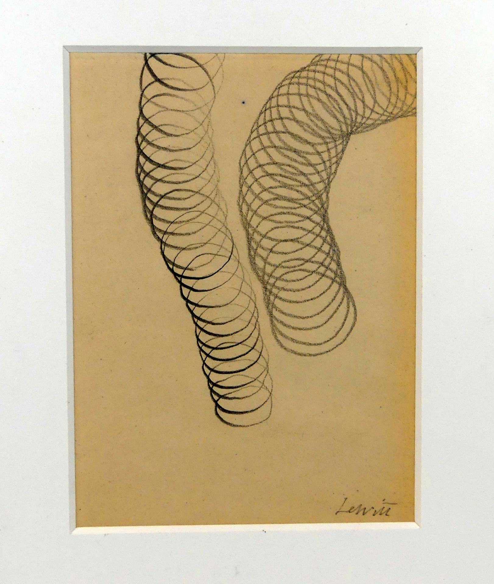 "Spiralen", Bleistift Zeichnung, u.re.sig., Passepartout, ca. 23 x 17 cm,