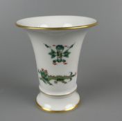 Kleine Vase, Meissen, grüner Drache, o. Schleifstriche, Goldstaffage,