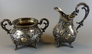 Zucker und Milch, 800er Silber, deutsch, ca. 554 g, reich verziert,