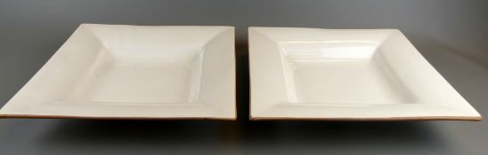 Paar Keramikschalen, Made in Italy, quadratische Form, H. ca. 8,