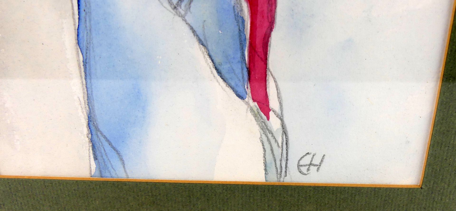 "Tanzende Dame", Aquarell mit Bleistift, u.re.monogr. EH, ca. 30 x 18 cm, - Bild 2 aus 2