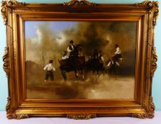 "Pferdekarrenrennen", Öl/L u.li.sig. LUIGI ROSSON?, ca. 70 x 50,