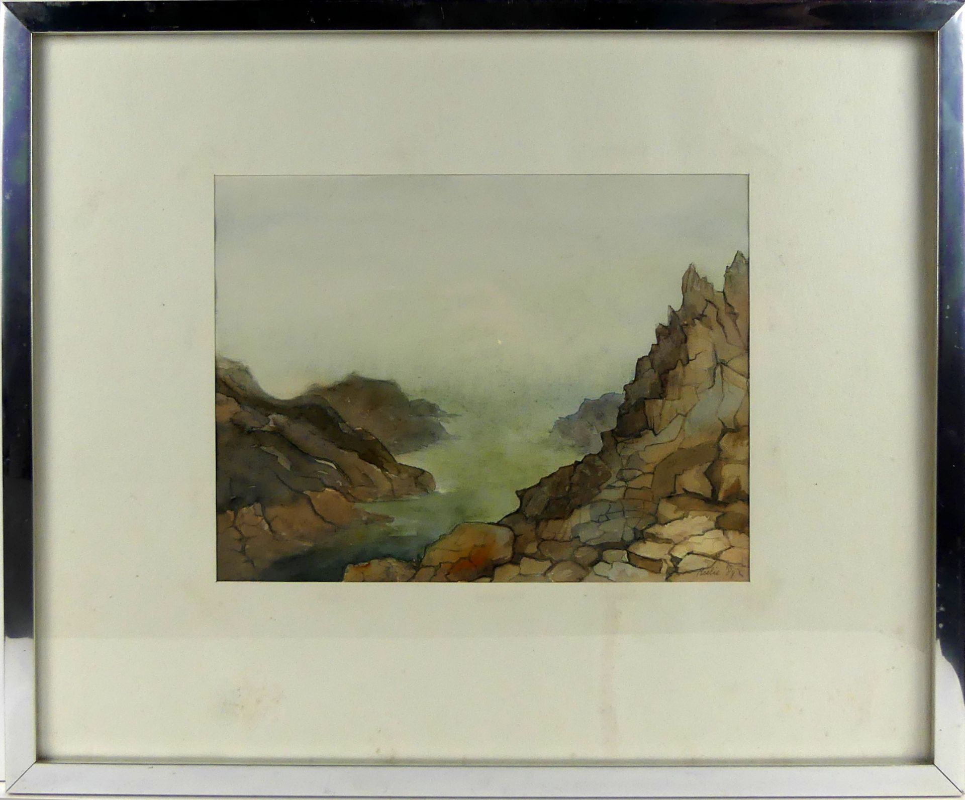 "Landschaft", Aquarell, u.re.sig. Roelie, dat. '84, hinter Glas gerahmt,