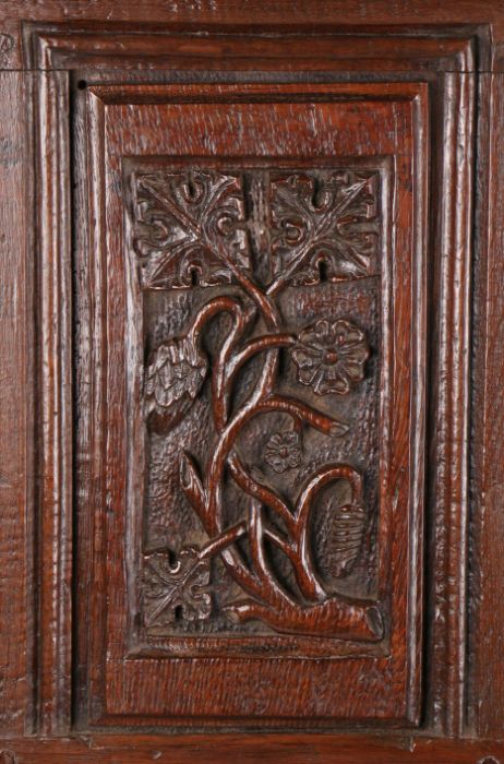 A magnificent and rare Henry VIII joined oak aumbry or livery cupboard, circa 1520, the front - Image 3 of 16