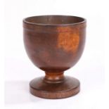 19th Century laburnum treen salt, the dumpy bowl with collar above a stem and circular foot, 7.5cm