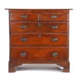 George II oak chest of drawers, East Anglia, circa 1750, the boarded top with moulded edge and