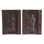 A substantial pair of 16th Century oak panels, Flemish, circa 1580, depicting St. John, The