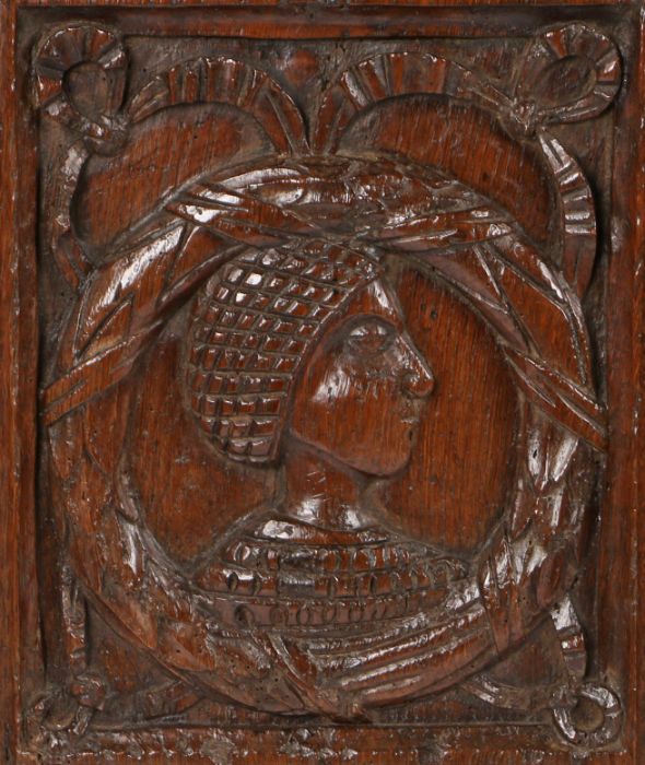 A magnificent and rare Henry VIII joined oak aumbry or livery cupboard, circa 1520, the front - Image 12 of 16