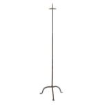 Iron pricket, the standing pricket with a spike to the end and arched supports to the base, 138cm