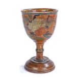 Early 19th Century original polychrome decorated goblet, possibly American, the bowl decorate inside