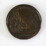 George II commemorative bronze medallion celebrating the Treaty of Aix la Chapelle, with depiction