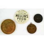 Advertising token for Bovril, 2cm diameter, Victoria diamond jubilee advertising disc for Mellin's