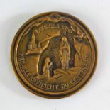 Lourdes centenary medal 1958, the reverse with bust of Pope Pius XII, 5cm diameter