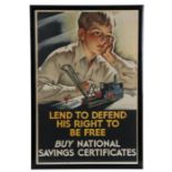 National Savings Committee poster "LEND TO DEFEND HIS RIGHT TO BE FREE BUY NATIONAL SABVINGS