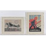 Two rare Spanish Civil War ration token perforated posters, one depicting a soldier and farmer