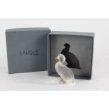 Lalique frosted glass duck, 6.5cm high, housed in original box