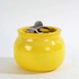 Exclusively for Dunhill, bright yellow glazed tobacco jar with lid, 12cm diameter