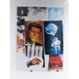 After Robert Rauschenberg, large framed poster print, depicting John. F. Kennedy, housed in a