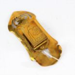 Art Nouveau wall mounted matchbox holder, the pierced tapering pediment above a foliate decorated