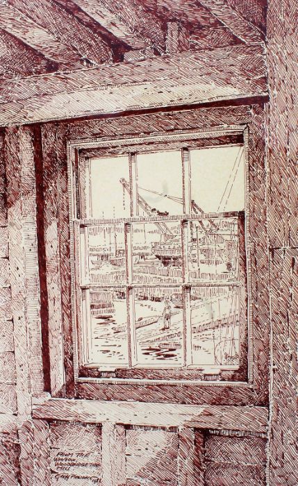 G Pleasance, 20th century British School, 'From The Window, Woodbridge Tide Mill', dated 1982,