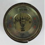 Smiths silver faced ammeter, with bezel light switch, 8.5cm diameter