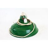 Green enamel industrial light shade, 35.5cm diameter