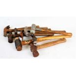 Collection of wooden handled tools, to include hammers, chisels etc. (qty)