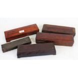 Four various wooden cased wet stones, and one other lacking box (5)